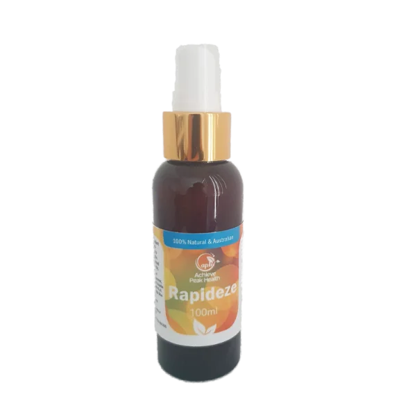 Rapideze 100ml essential-oil comfort spray in an amber bottle